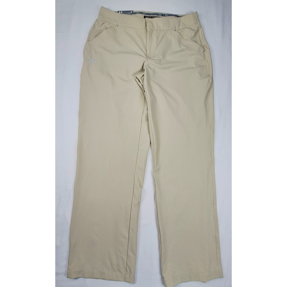 Under Armour Performance Relaxed Fit Pants Womens 8‎ Khaki Tan Golf NEW